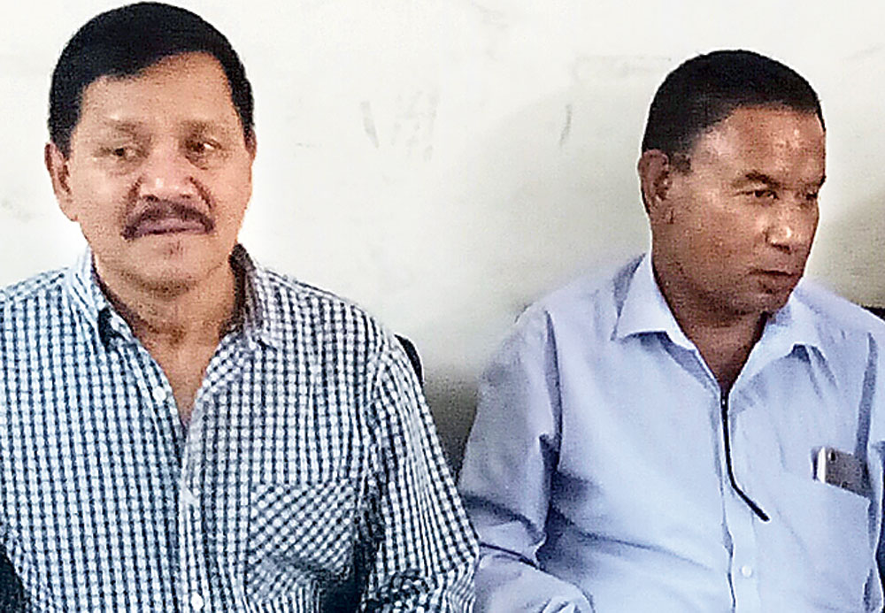 Anup Chetia (left) and Prabal Neog in Guwahati on Tuesday. 
