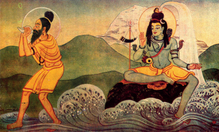 An illustration depicting the birth of Ganga on Earth