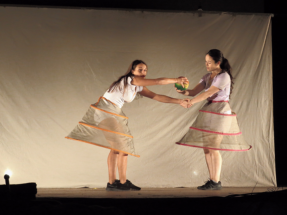 The two performers from the dance theatre ‘Jump’, produced by Dschungel Wien and Movement Lazuz from Austria, on Tuesday