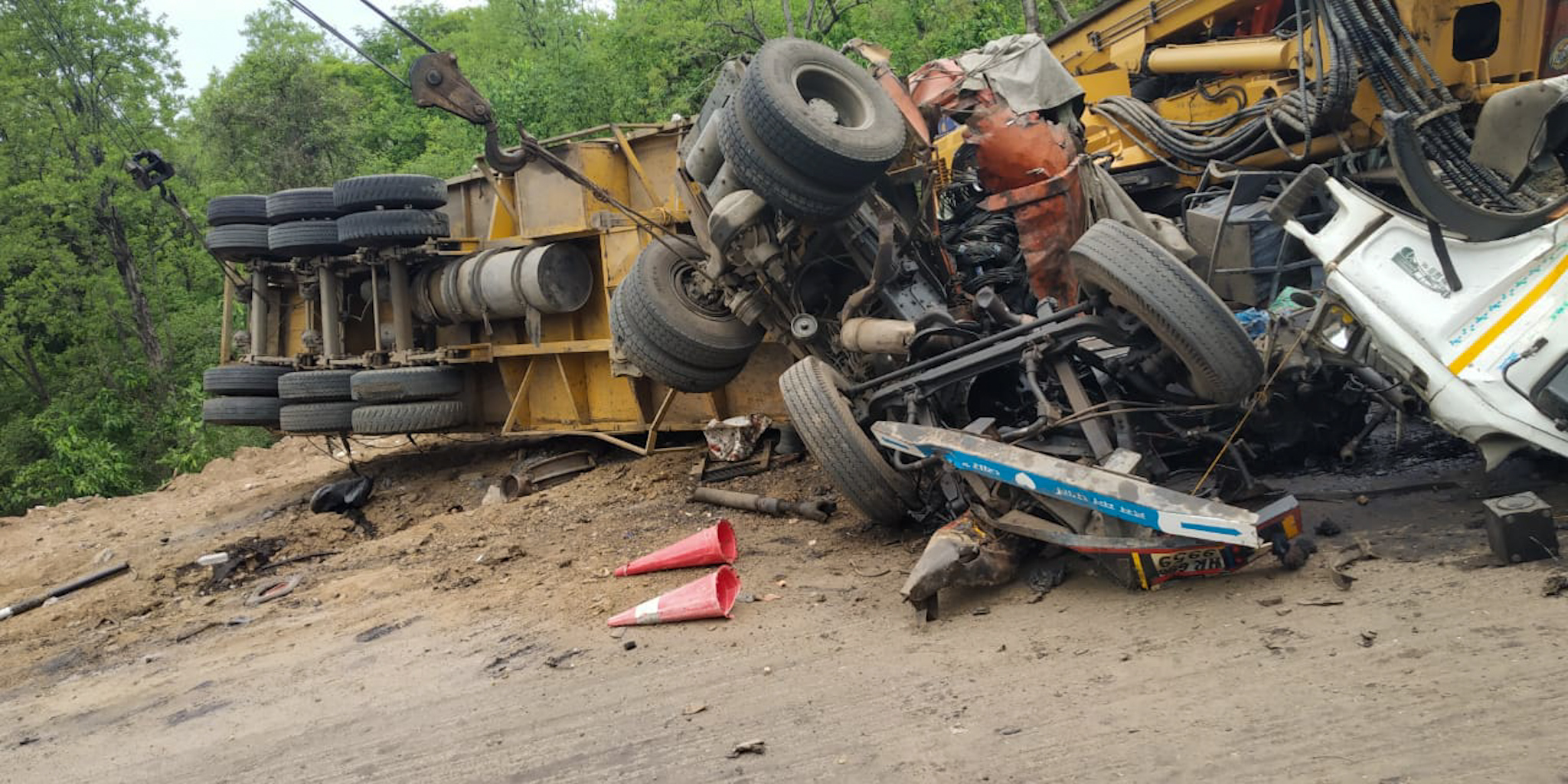 The rammed trailer at Ramgarh on Wednesday