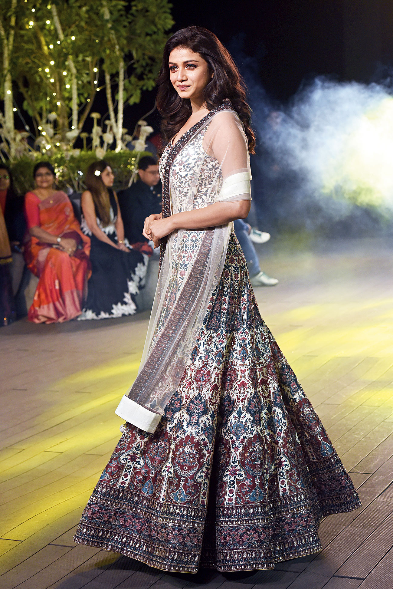 Sauraseni Maitra felt “effortless” in her lehnga. “I like effortless clothes and I really liked what I wore. The idea of the line is worth applauding. This is smart of Nusratdi,” said Sauraseni.