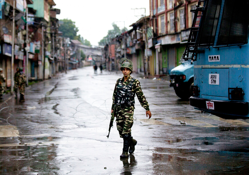 In this Wednesday, August 14, 2019 file photo, a paramilitary soldier patrols the streets during security lockdown in Srinagar.