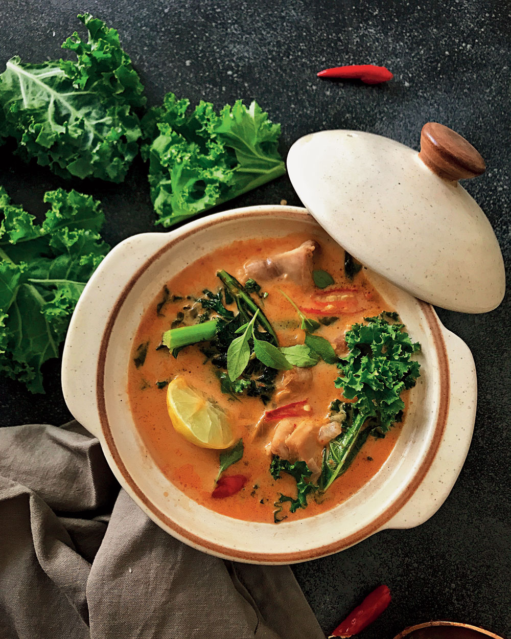 Thai red curry with kale