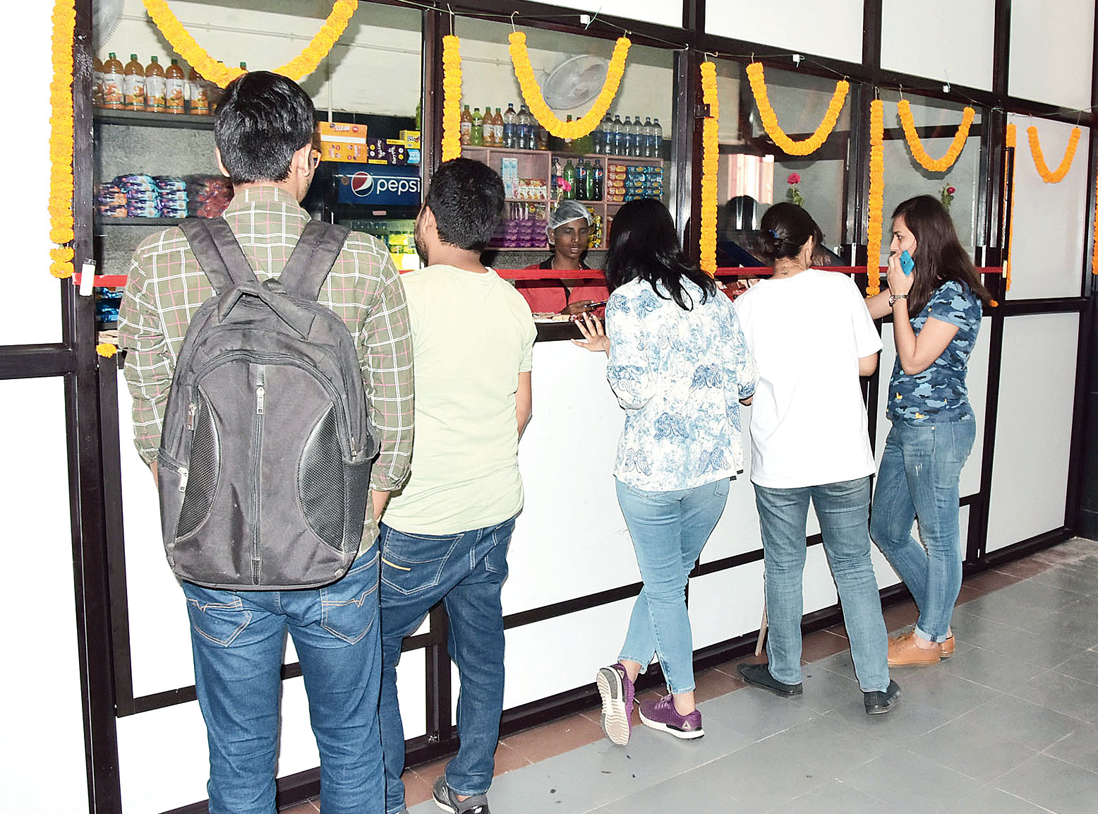 Students assemble at the new food court on IIT(ISM) campus in Dhanbad on Wednesday. 