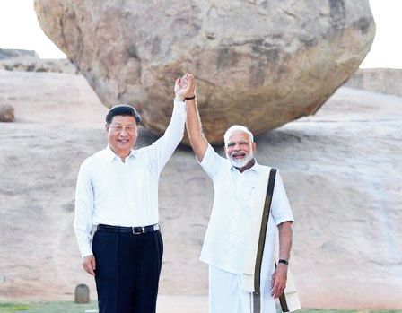 Modi with Xi in Mamallapuram