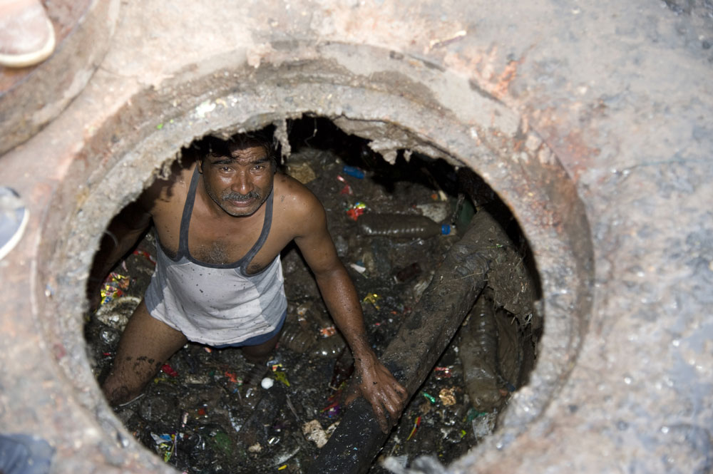 Sanitation workers should be provided with masks, gloves and other safety equipment before entering sewers, but this is often not done.

