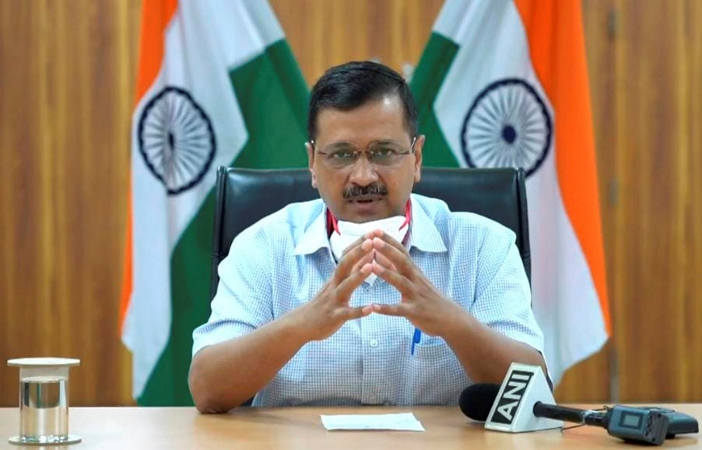 Arvind Kejriwal at the launch of the app in New Delhi 