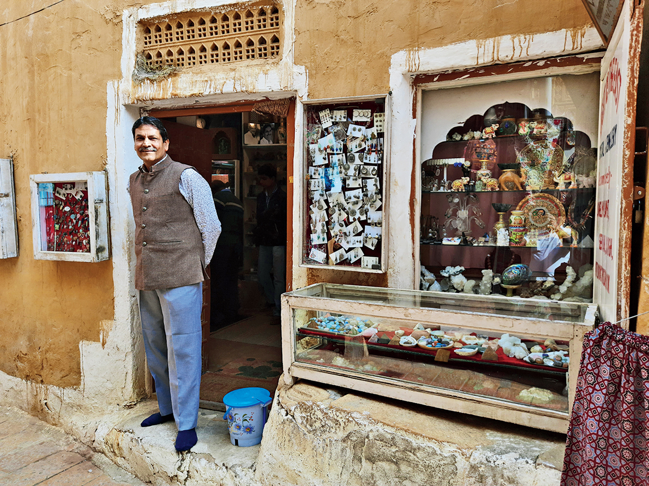 Parekh outside his shop in Jaisalmer.