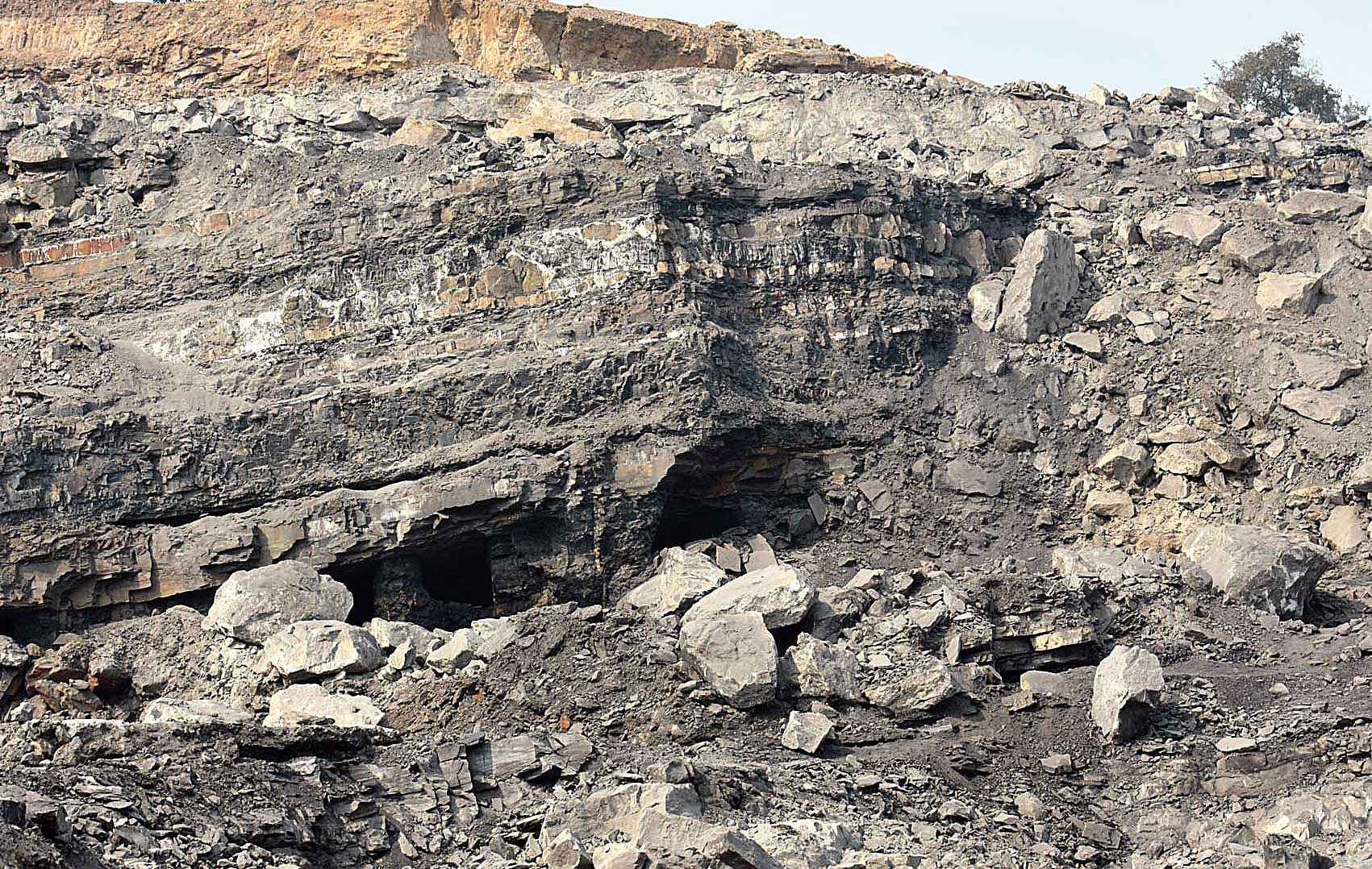 A few open crevices on Thursday at the fatal mine in Kapasara, Dhanbad, from where one unidentified body was brought out on Wednesday. 