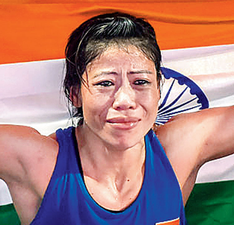 Mary Kom gets emotional as she celebrates after winning the final match of women's light flyweight 45-48 kg against Ukraine's Hanna Okhota at AIBA Women's World Boxing Championships, in New Delhi on November 24, 2018