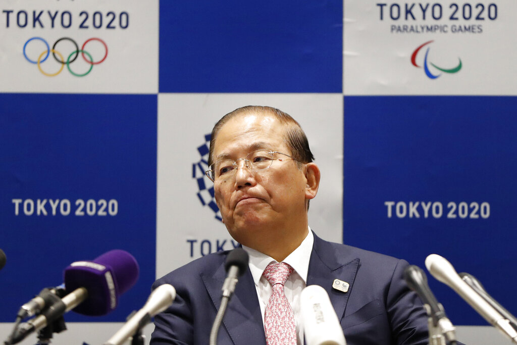 Tokyo 2020 Organizing Committee CEO Toshiro Muto attends a news conference after a Tokyo 2020 Executive Board Meeting in Tokyo Monday, March 30, 2020. Tokyo Olympic President Yoshiro Mori said Monday he expects to talk with IOC President Thomas Bach this week about potential dates and other details for the rescheduled games next year. Both Mori and Muto said the the cost of rescheduling will be “massive” - local reports suggest several billion dollars - with most of the expenses borne by Japanese taxpayers.
