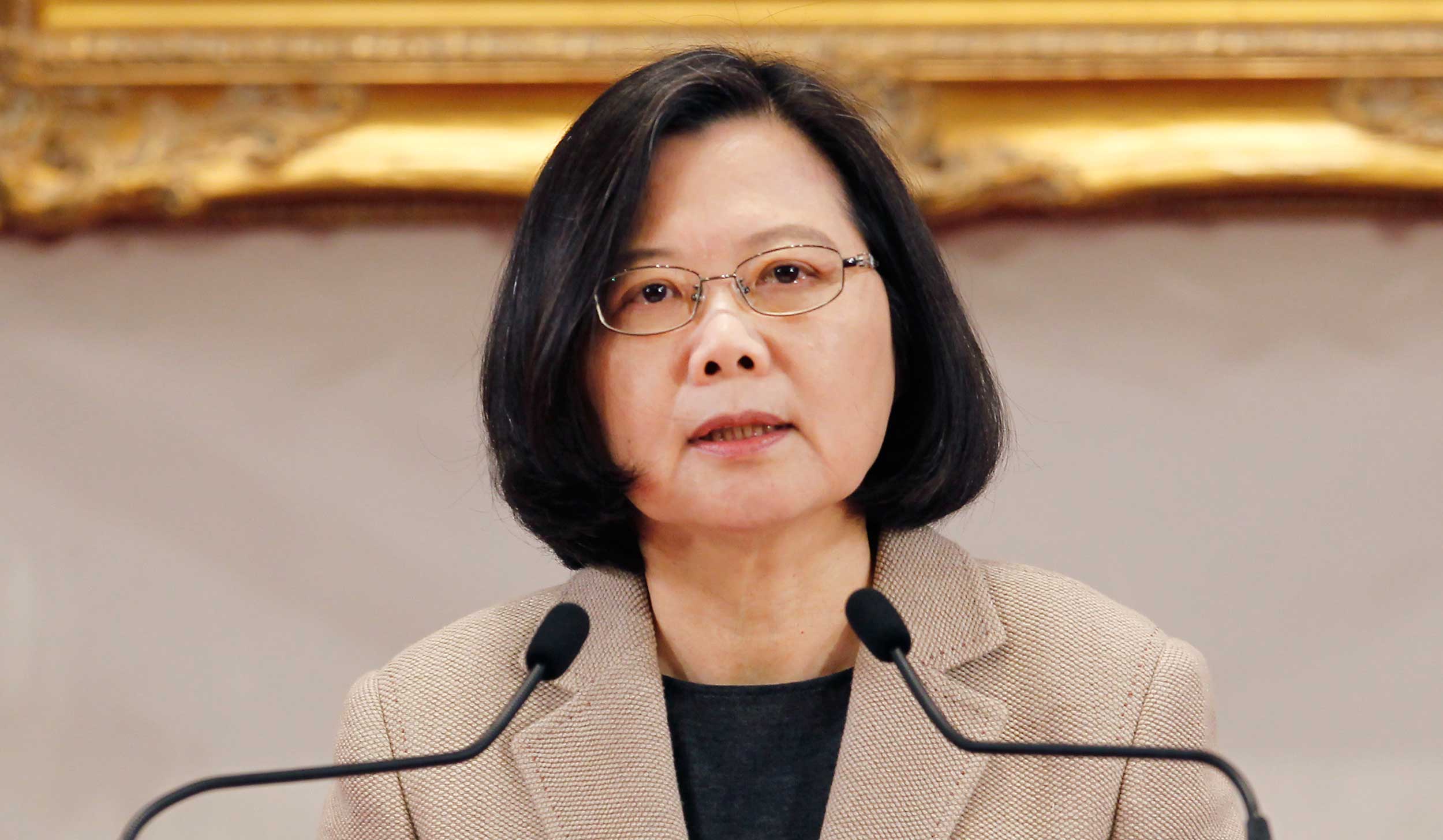 Taiwanese President Tsai Ing-wen delivers a speech during the New Year press conference in Taipei, Taiwan, on Tuesday, January 1, 2019.