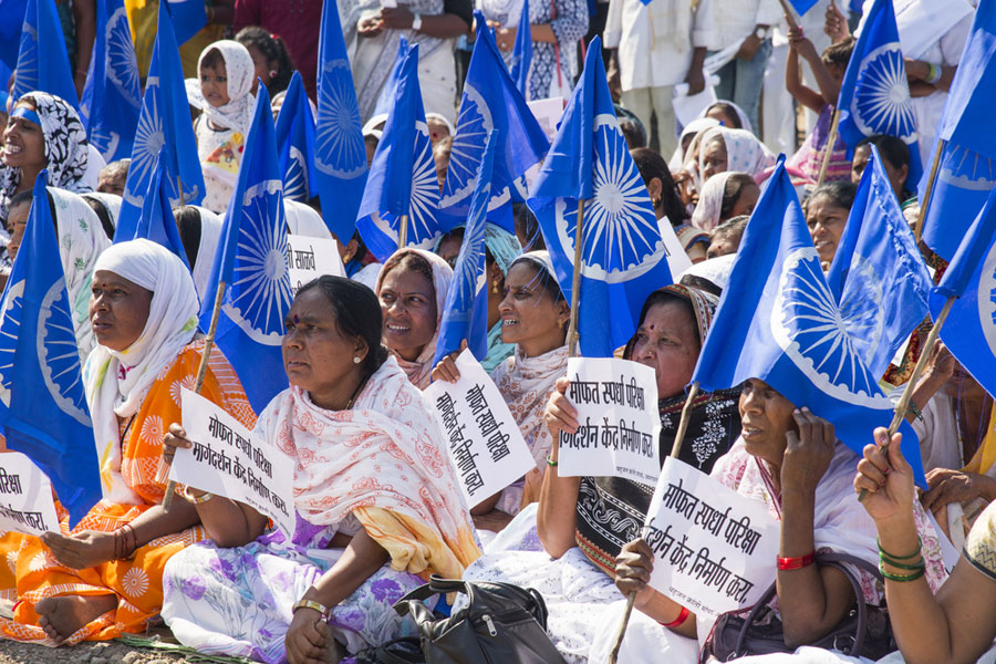 Protesters march demanding the strengthening of the Scheduled Castes and Tribes (Prevention of Atrocities) Act.