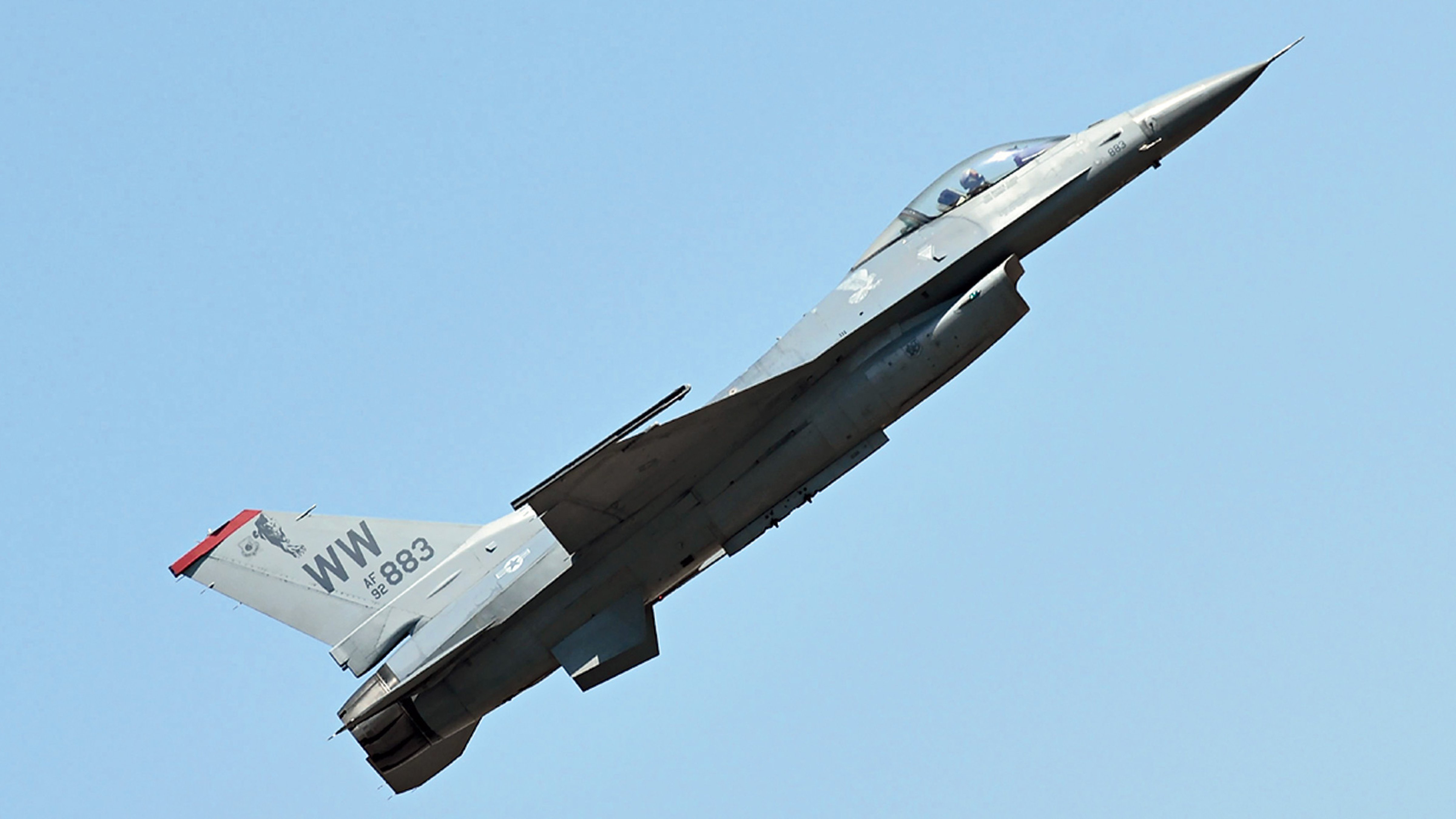 An F-16 fighter aircraft rehearses at the Yelahanka Air Base in Bangalore on February 17.