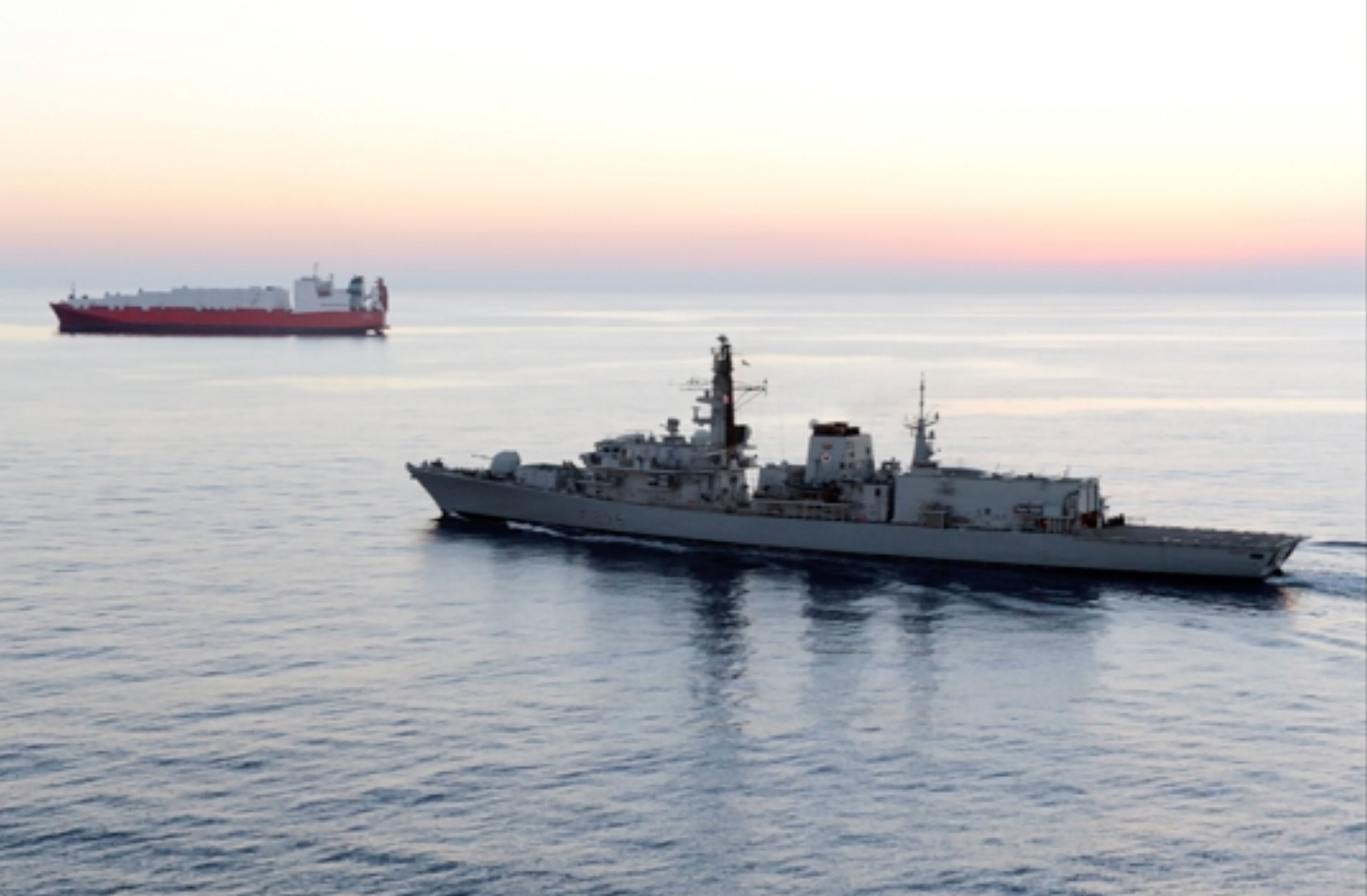 The Royal Navy’s HMS Montrose was forced to position itself between the Iranian vessels and the British Heritage oil tanker in the Strait of Hormuz on Thurday.