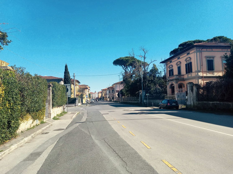 An empty street in Pisa. 