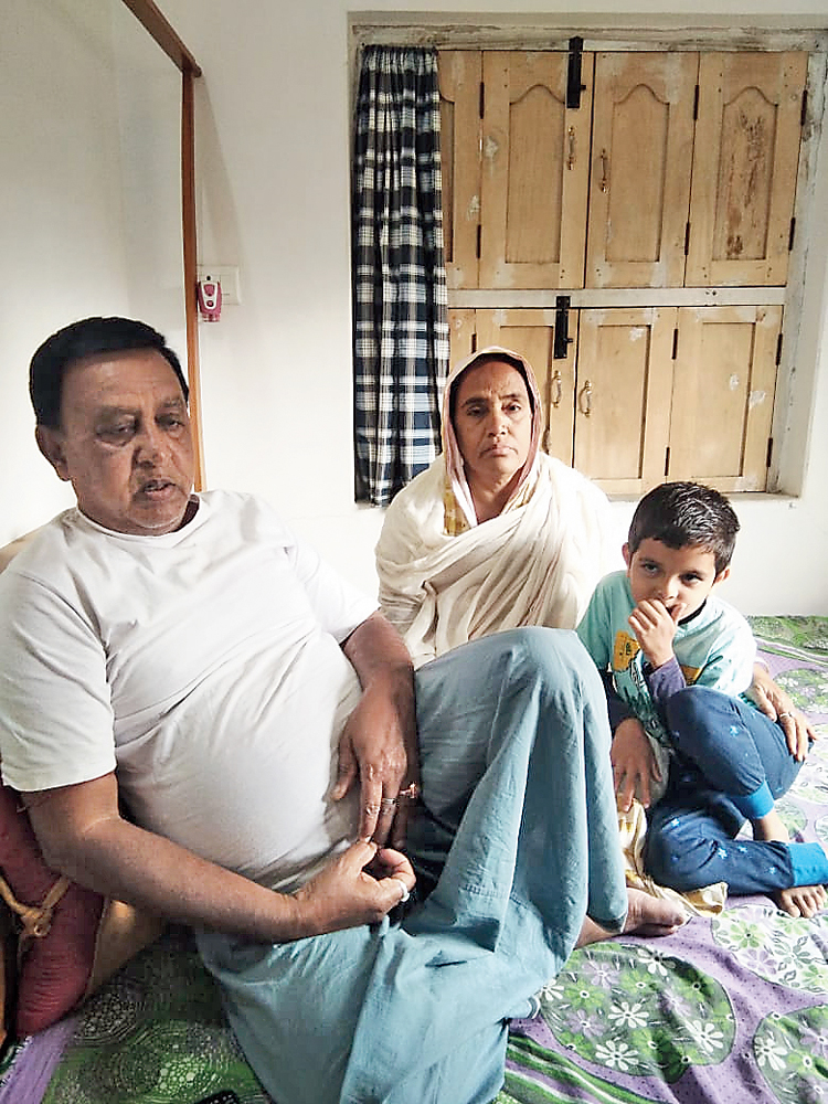 Abdul Mannan and his wife Ashika Begum at their home in Ketugram. 