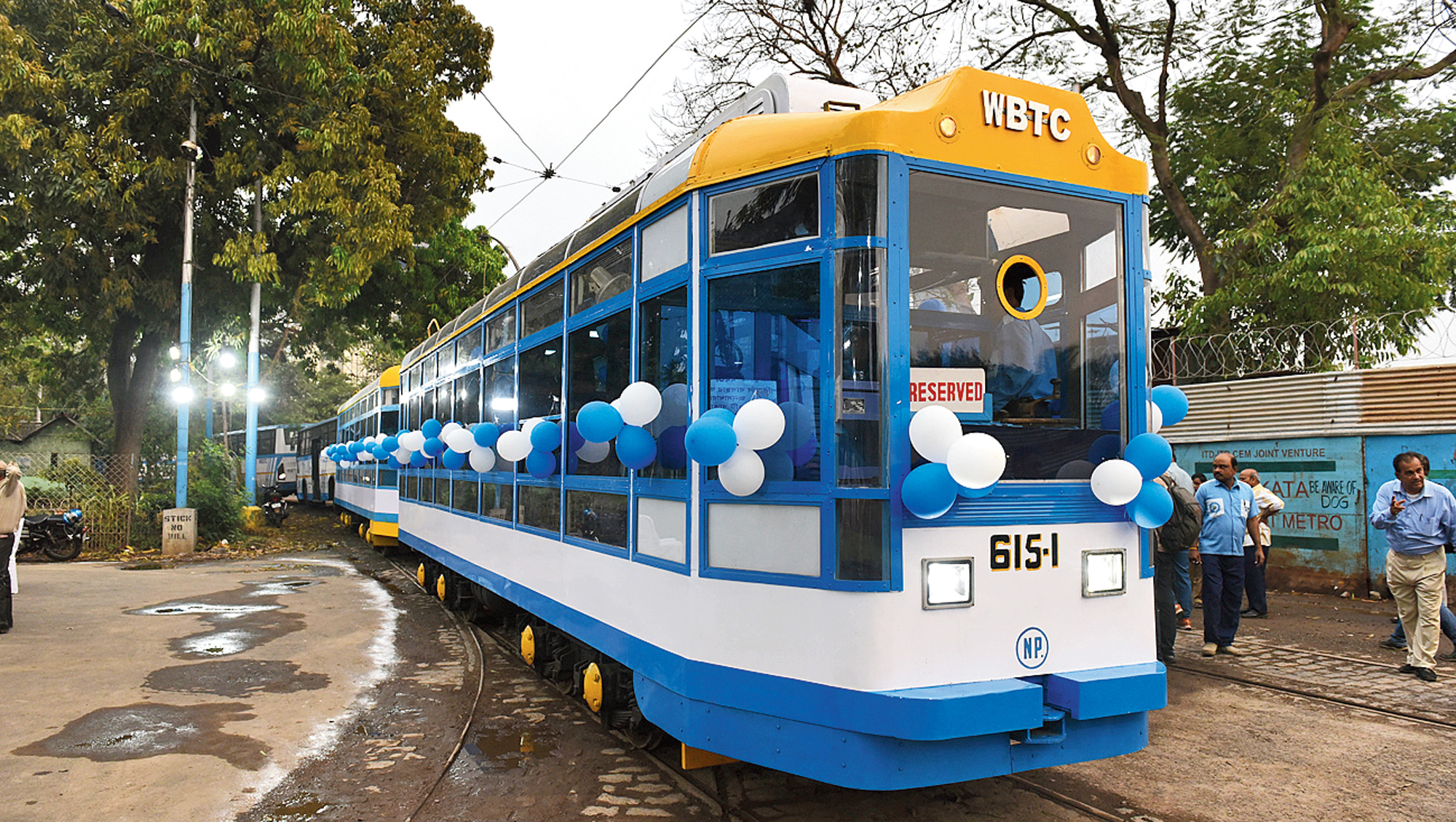 An AC tram at Esplanade in Calcutta