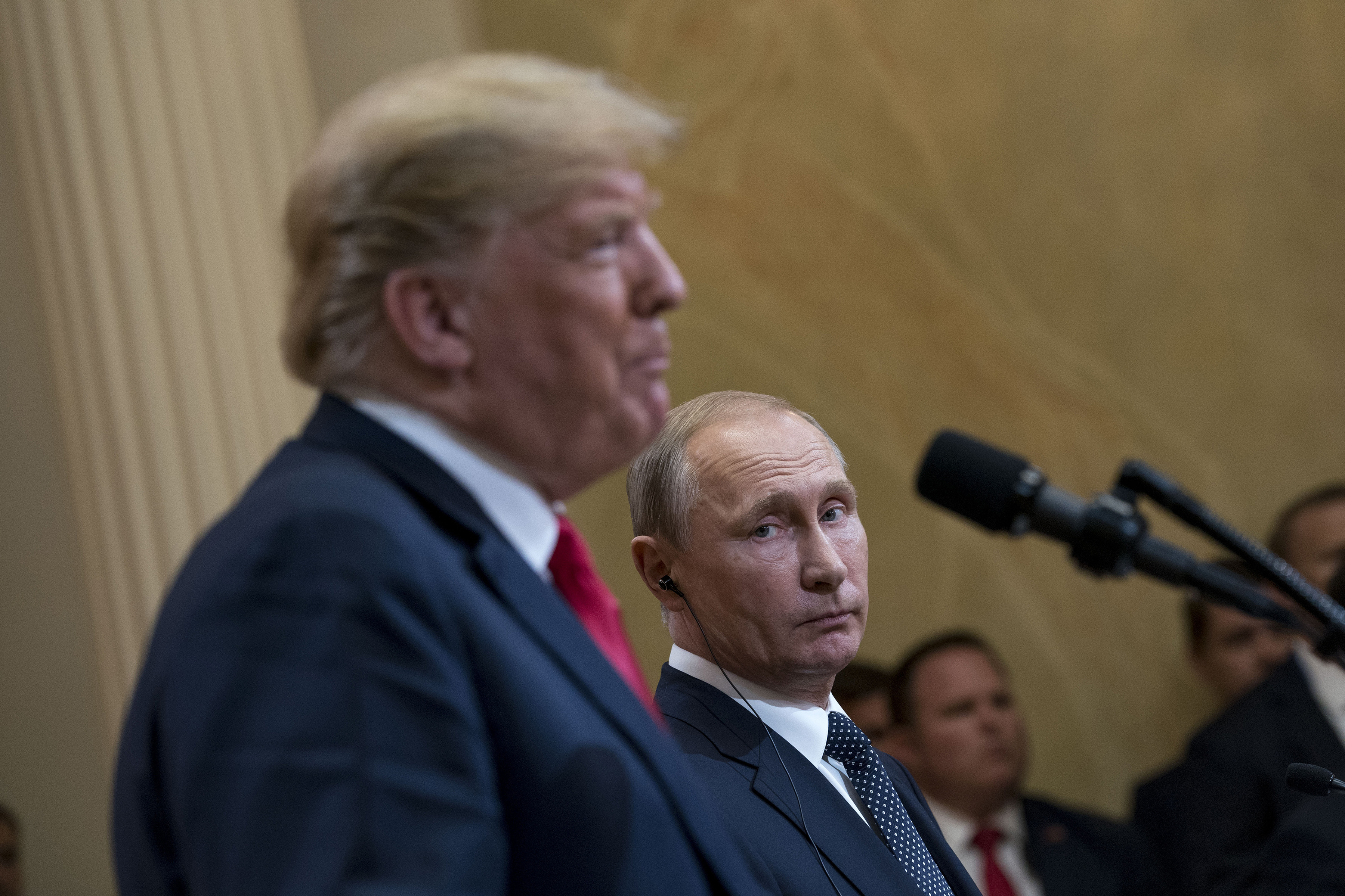 Donald Trump andVladimir Putin during a joint news conference in Helsinki on July 16, 2018. 