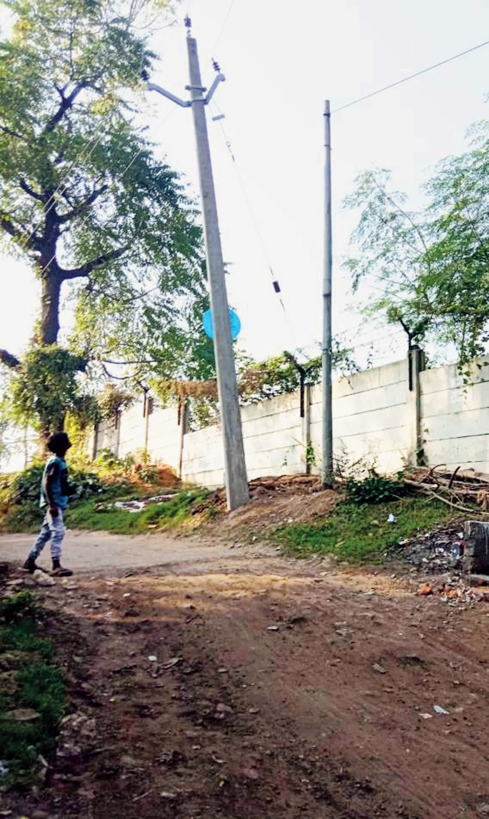 A tilting pole in Parsudih, Jamshedpur, earlier this week. 
