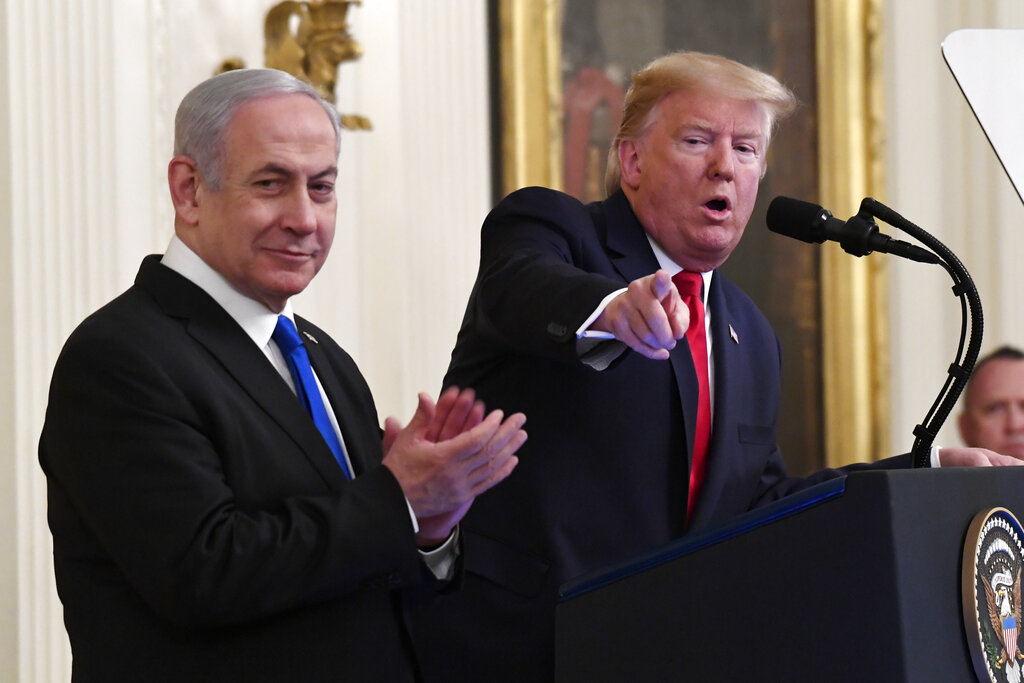 File photo of president Donald Trump as he speaks during an event with Israeli Prime Minister Benjamin Netanyahu in the East Room of the White House in Washington.
