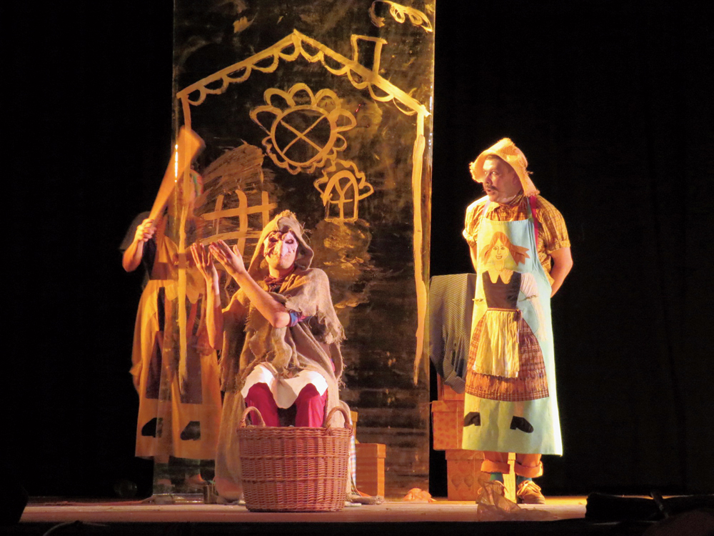 A scene from the Russian play ‘Bakery of Grimm Brothers’ staged at the festival on Wednesday