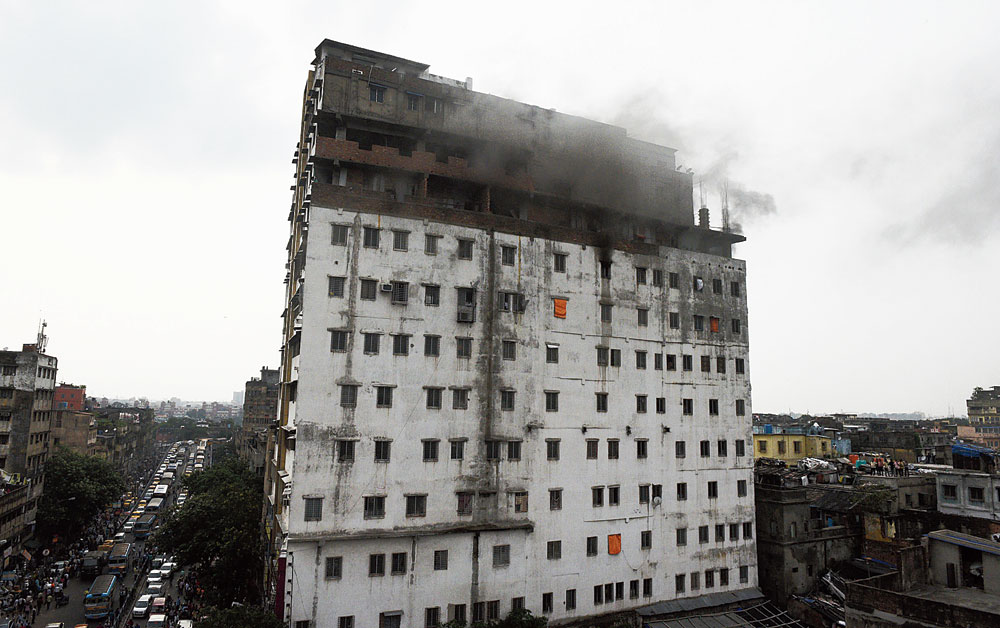 Nandaram Market after a fire gutted two rooms on the ninth floor in July 2019