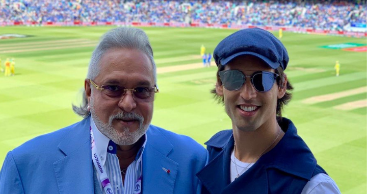 After the match, which India won by 36 runs, Mallya shared a photo with his son Siddharth Mallya from the stands of the Oval. 
