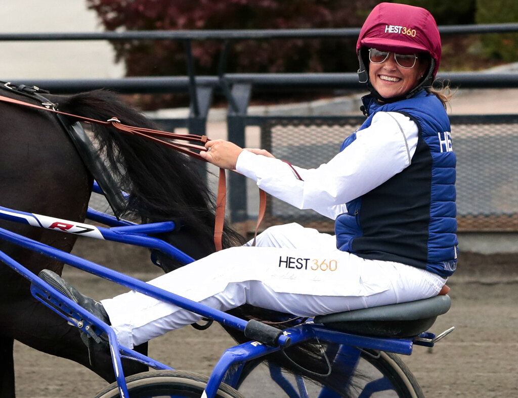 File photo of Norway's Princess Martha Louise during her exam race to become a licensed trotting driver, in Oslo