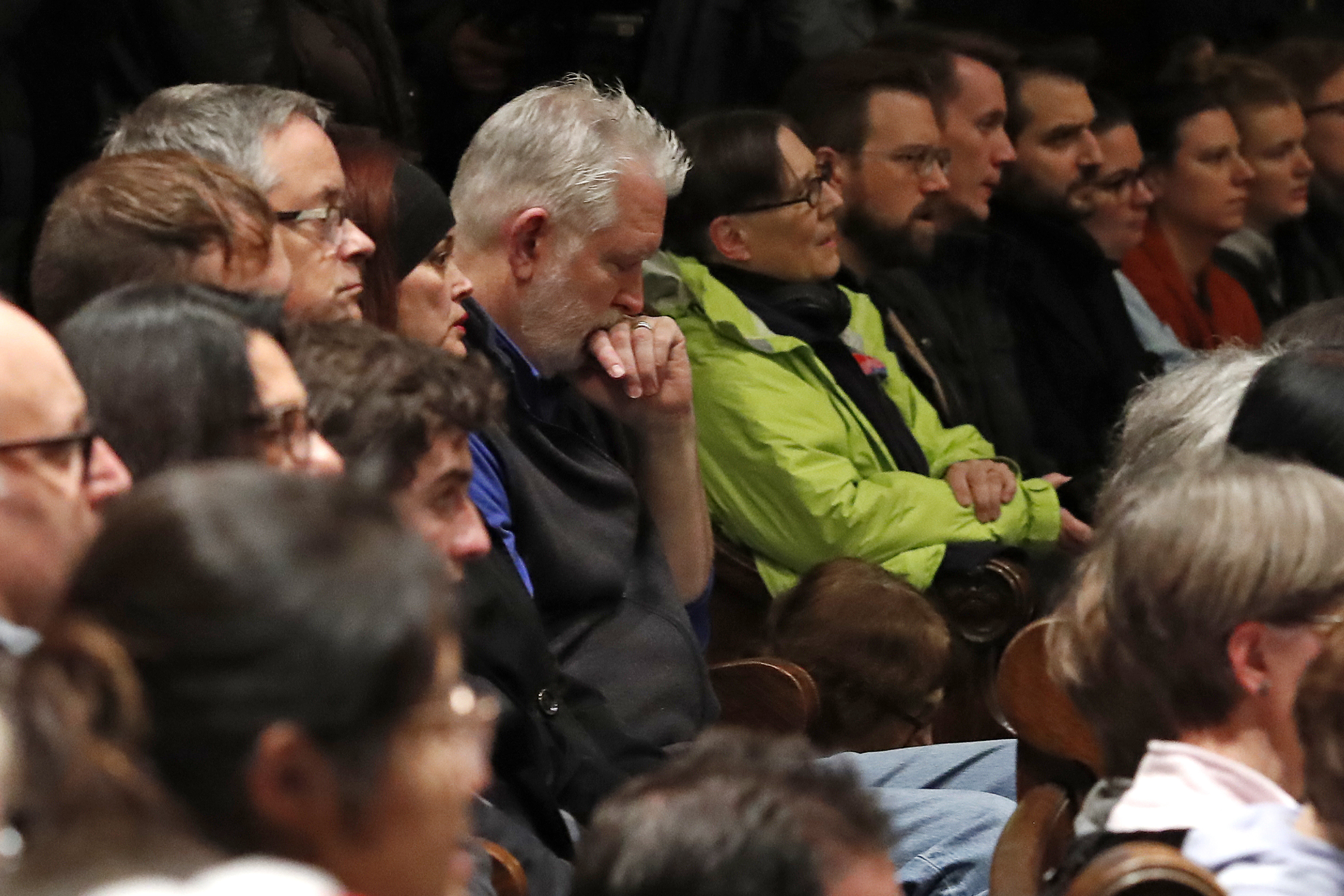 A crowd attends a memorial service at the Sixth Presbyterian Church in the Squirrel Hill section of Pittsburgh for the victims of the deadly shooting at the Tree of Life Synagogue where a shooter opened fire on October 27.