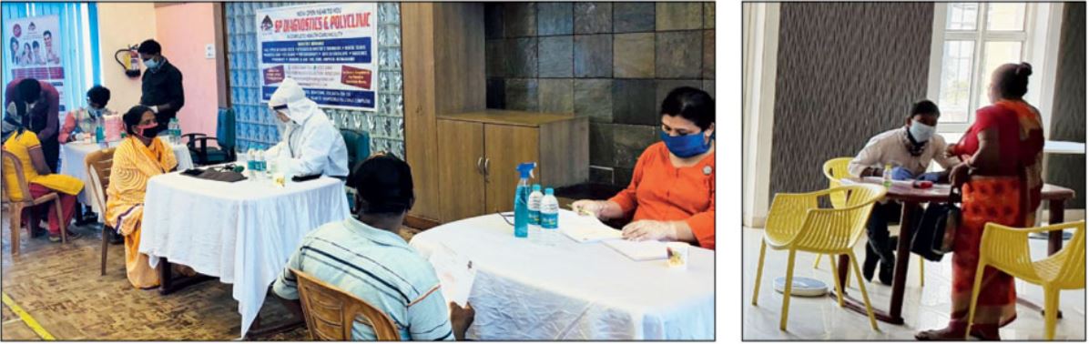 Health camps being conducted at Greenwood Sonata and (right) at DLF New Town Heights
