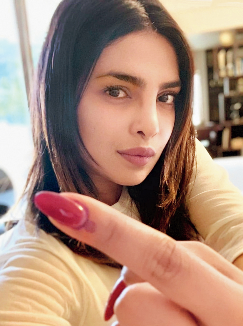 Actress Priyanka Chopra Jonas shared this picture on social media. “This is the moment that matters.... Every vote is a voice that counts,” she wrote
