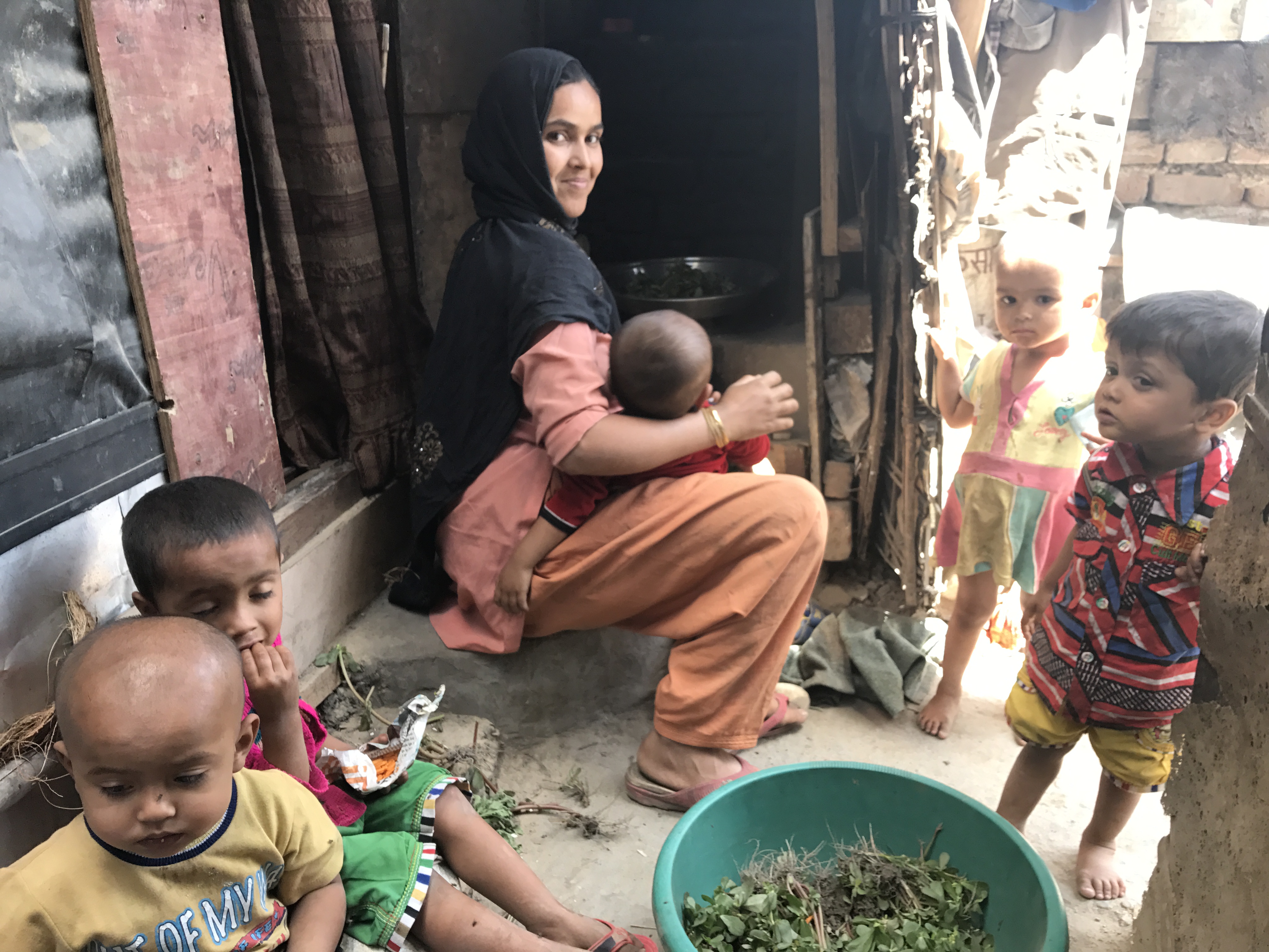 Raheema Khatoon, a Rohingya refugee, with her children, in Delhi (file picture)