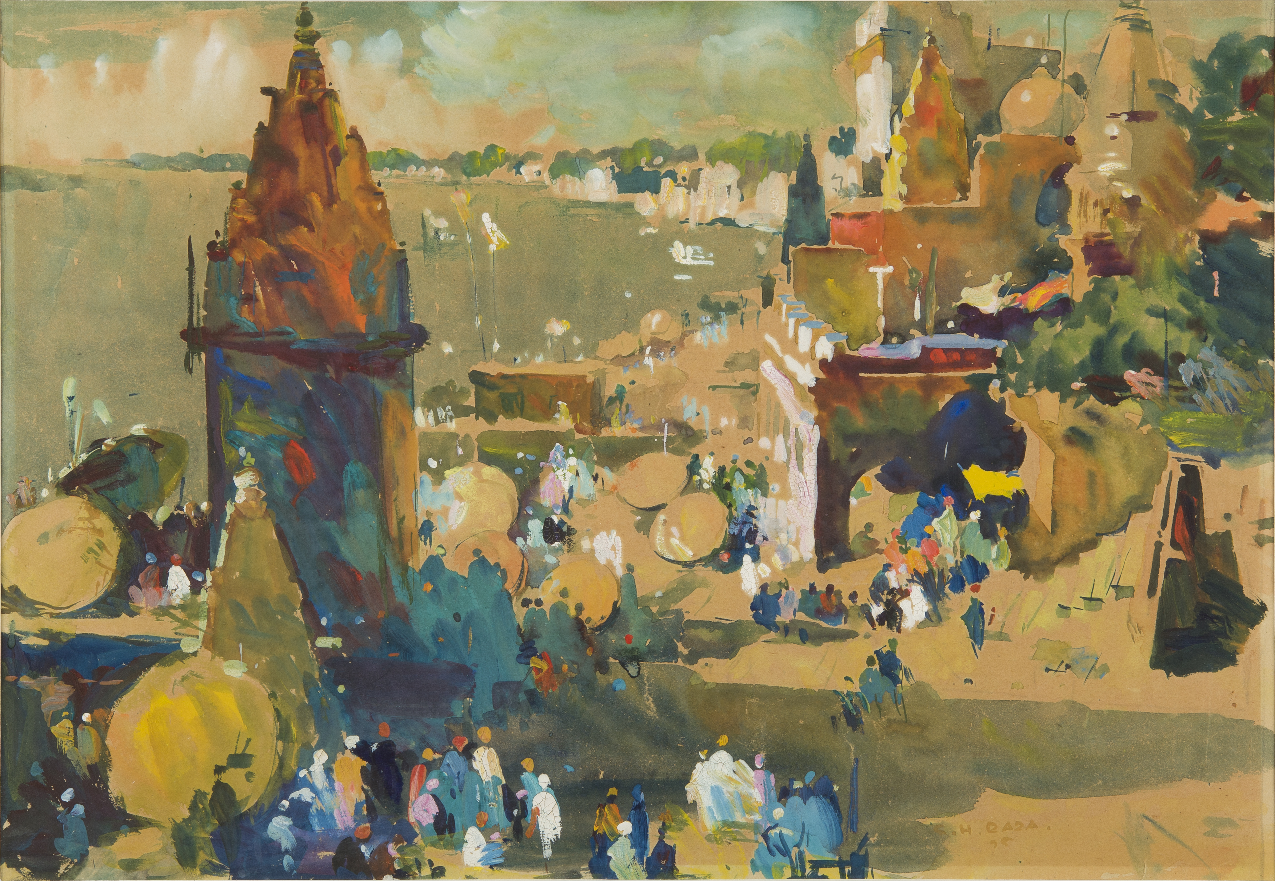 Benares, 1944, watercolour on paper