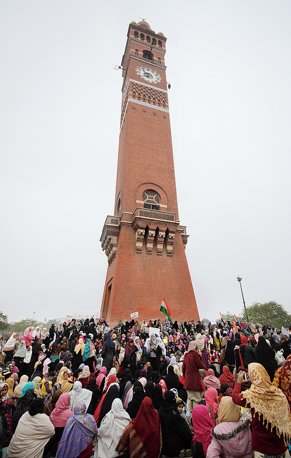 Women at the protest against the amended citizenship law and the NRC at the Ghanta Ghar clock tower in Lucknow on Saturday