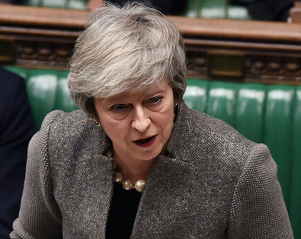 Britain's Prime Minister Theresa May delivers a speech in the House of Commons in London on Monday.