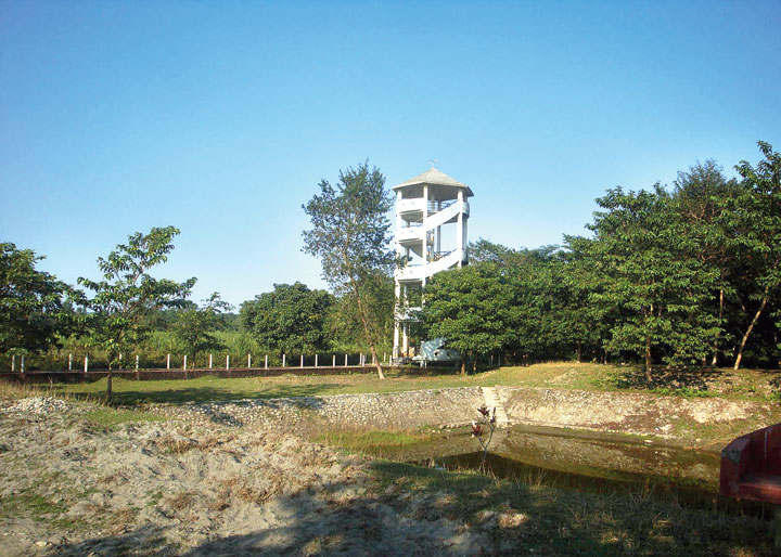 A watch tower in Cooch Behar’s Patlakhawa forest, in which a rhino habitat is to come up