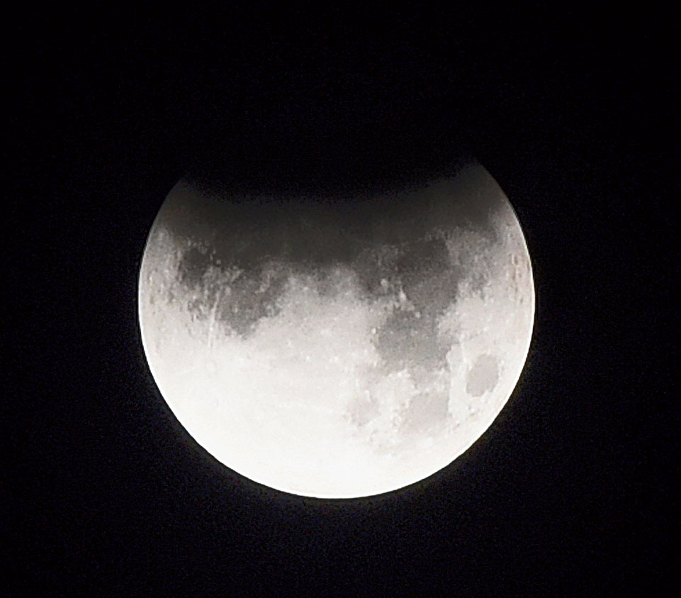 1.51 am: “The magnitude of the eclipse is 0.65, which means 65 per cent of the diameter of the moon was covered by the shadow of the earth at the maximum point of the eclipse. That was around 3 am,” said Debiprosad Duari, director, research & academic, MP Birla Planetarium, who watched the eclipse from the roof of his house in Salt Lake.