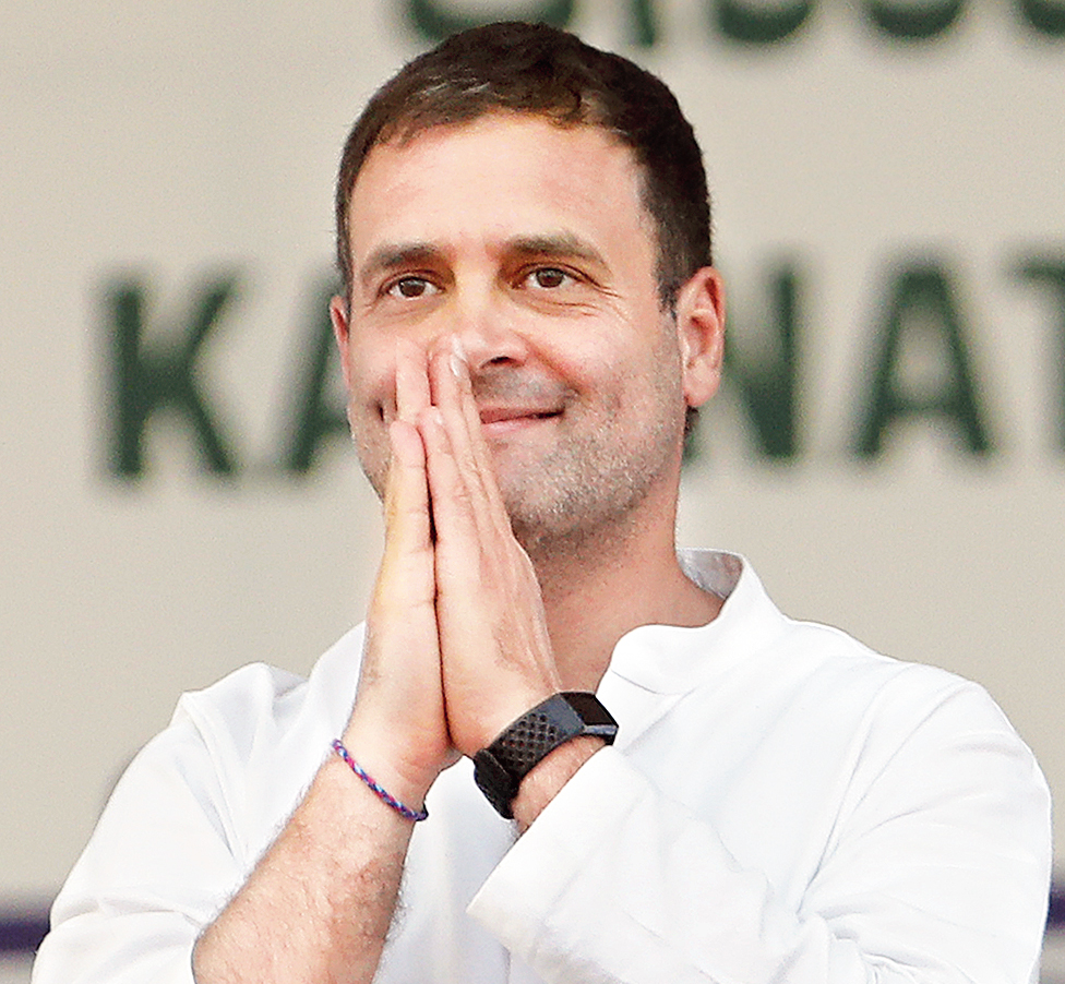 Rahul Gandhi at a campaign rally in Bangalore on Sunday. 