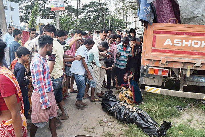 One of the recovered bodies in Agartala on Saturday.