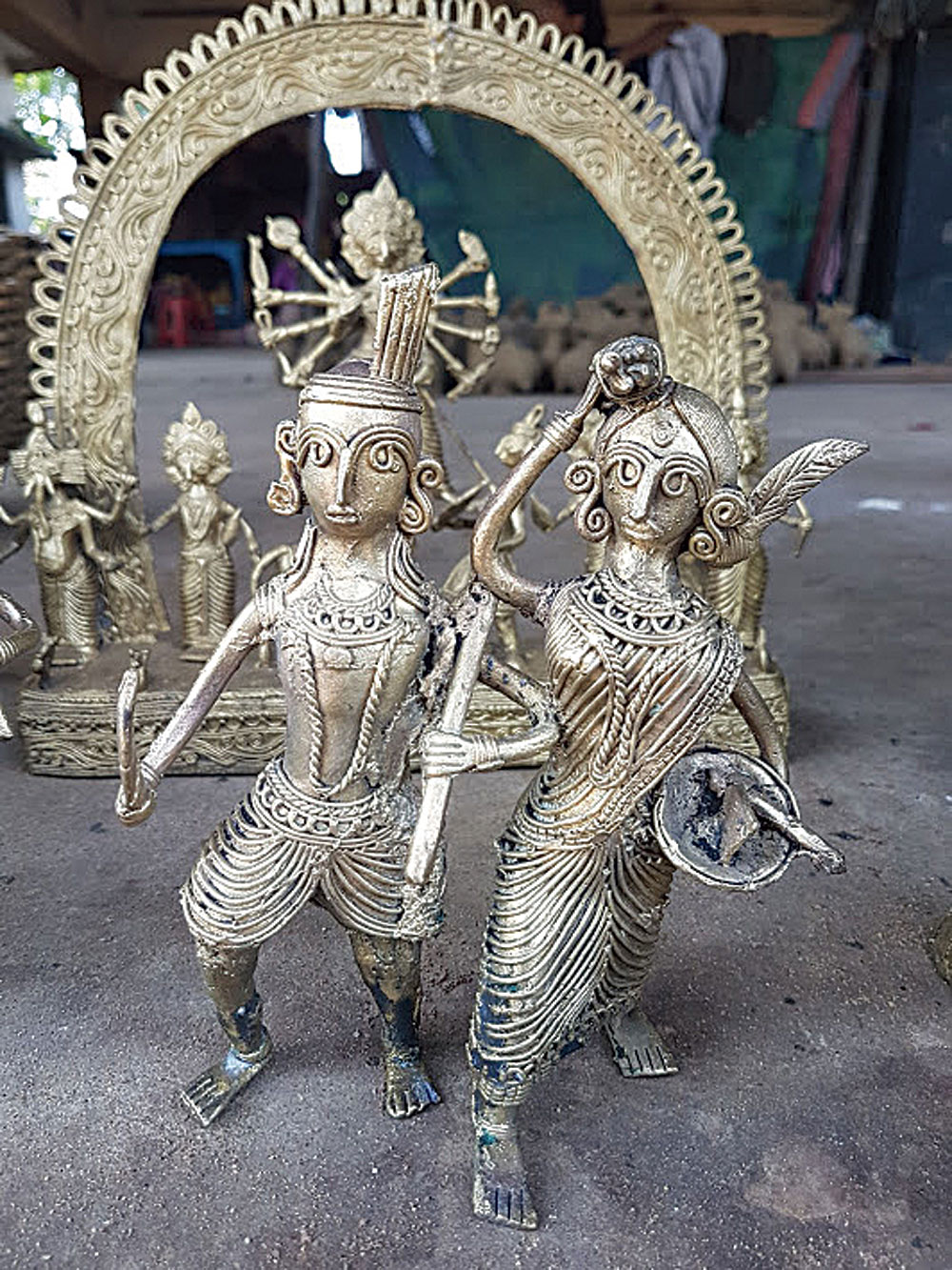 Drive into Bikna, a dokra village, to watch artisans create the beautiful metallic figurines. “We are about 75 families living here and dokra has been our profession for generations,” said Subhankar Rana, one of the artisans. Prices are less than those in the city too