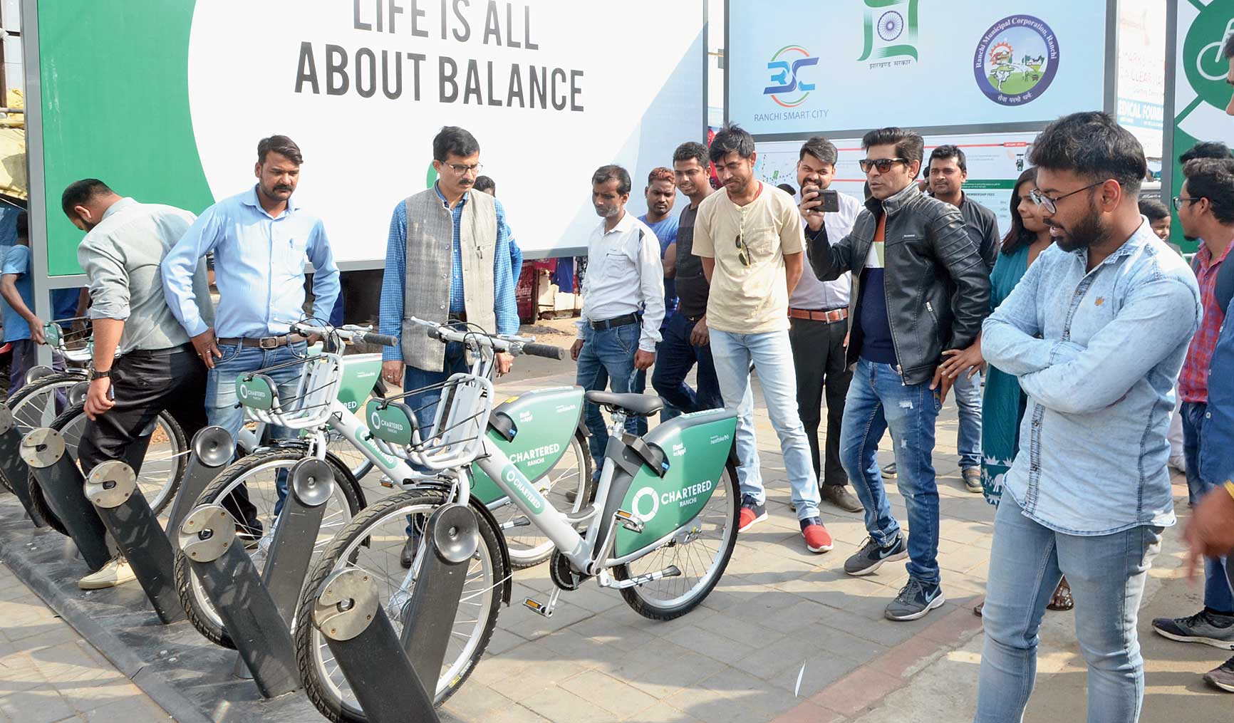 Enthusiasts at the cycle station in Albert Ekka Chowk, Ranchi. 