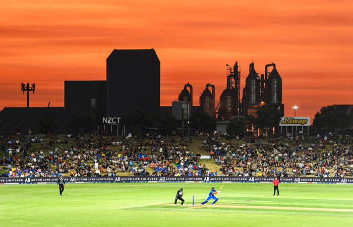 Rohit Sharma bats during the Twenty/20 cricket international between India and New Zealand at Bay Oval in Mt Maunganui, New Zealand, on Sunday