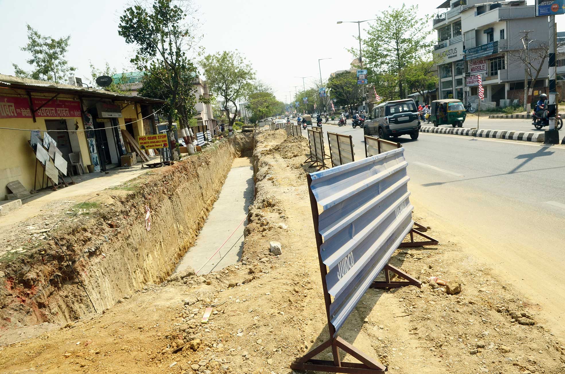 Road widening in progress at Dibdih in Ranchi on Thursday. 