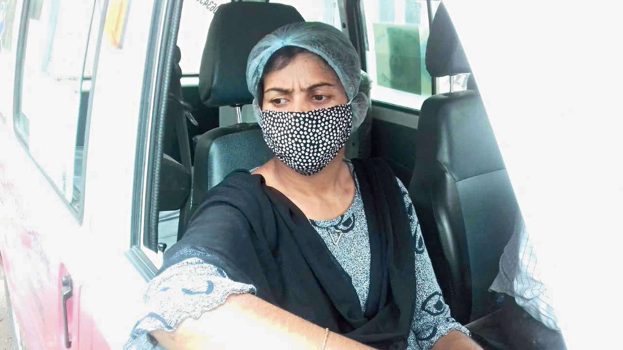 Selina Begum drives her ambulance in Raiganj. 

