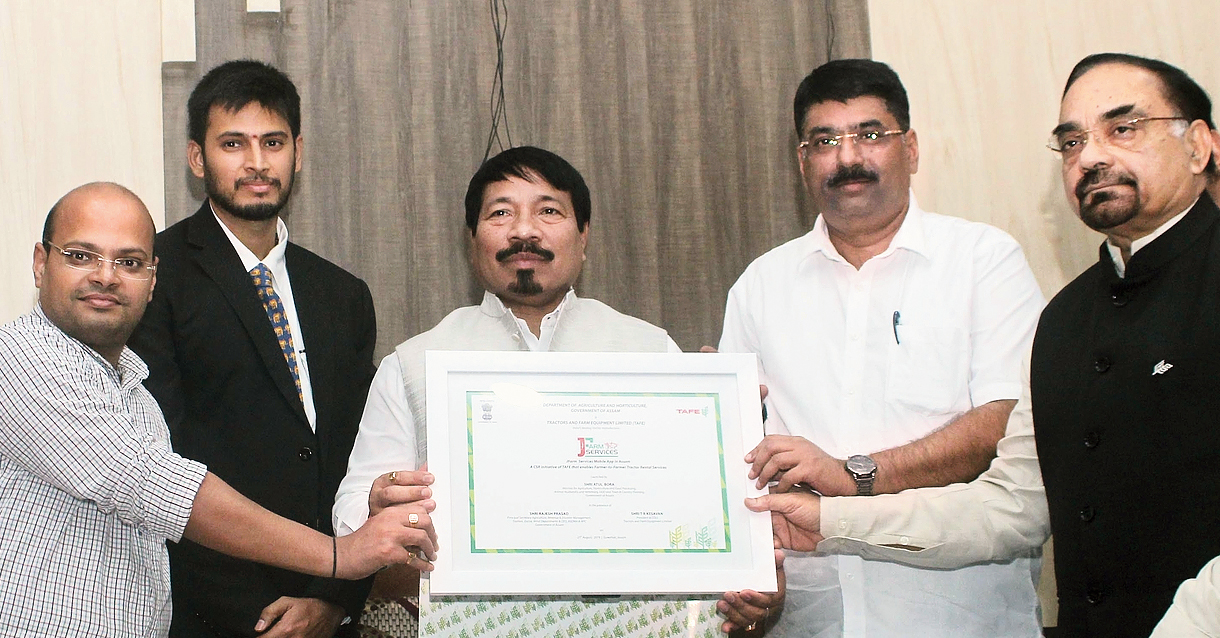 Assam agriculture minister Atul Bora launches the app for farmers during the news conference in Guwahati on Tuesday. 