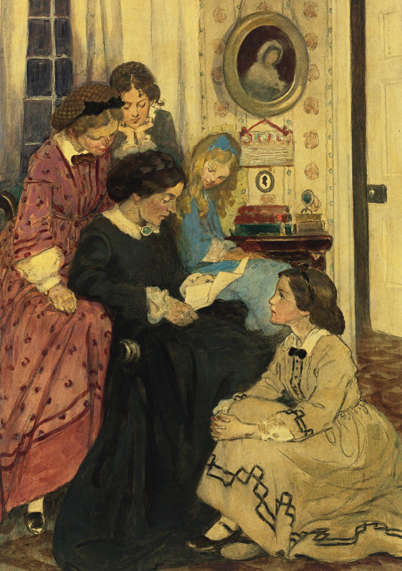 Illustration by Jessie Wilcox Smith of a moment from Little Women 