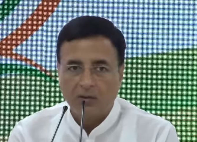 Congress communications chief Randeep Surjewala at the press conference in New Delhi on Wednesday. 