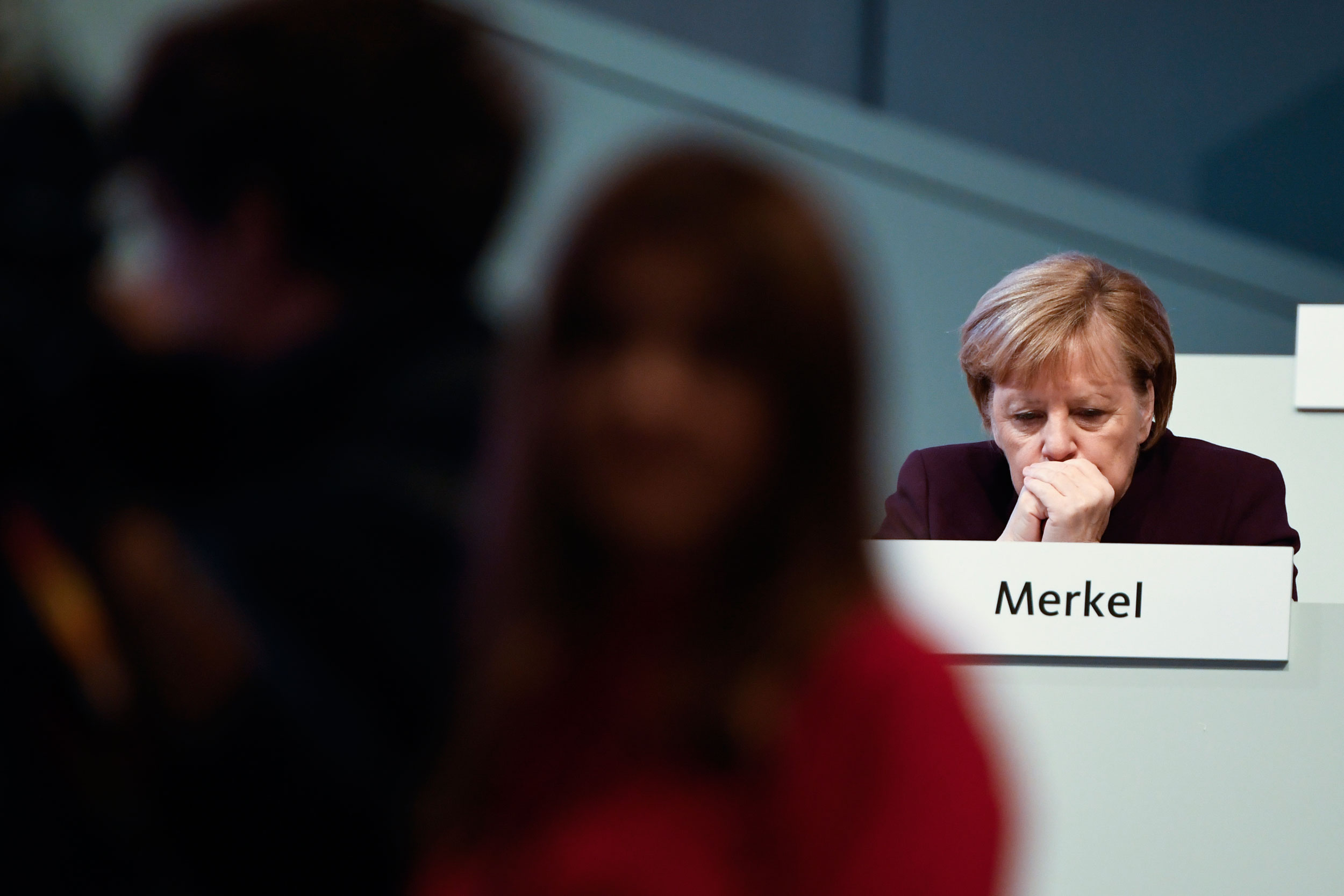 Angela Merkel attends a Christian Democratic Union party convention in Leipzig on November 22, 2019. Everyone knows it's the twilight of the Merkel era, but the Merkeldämmerung is taking longer than the most epic Bayreuth production of Wagner’s Götterdämmerung (Twilight of the Gods)