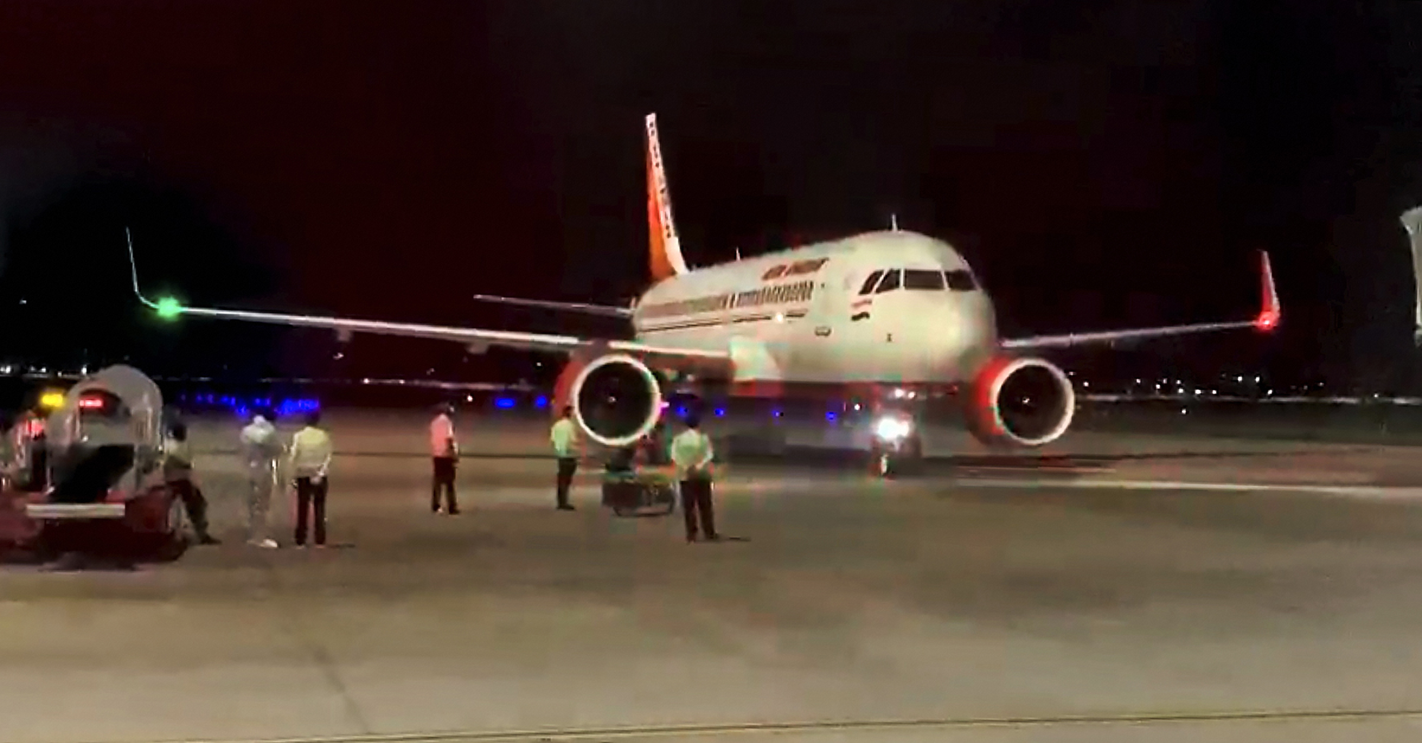 An Air India flight carrying 125 passengers from Kyrgyzstan arrives at Devi Ahilya Bai Holkar Airport under the Vande Bharat Mission in Indore on June 21